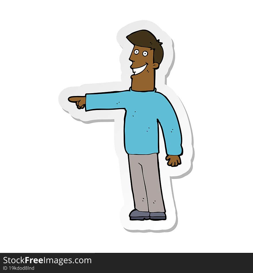 sticker of a cartoon pointing man