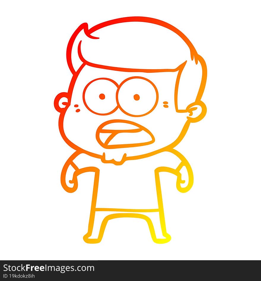 Warm Gradient Line Drawing Cartoon Shocked Man