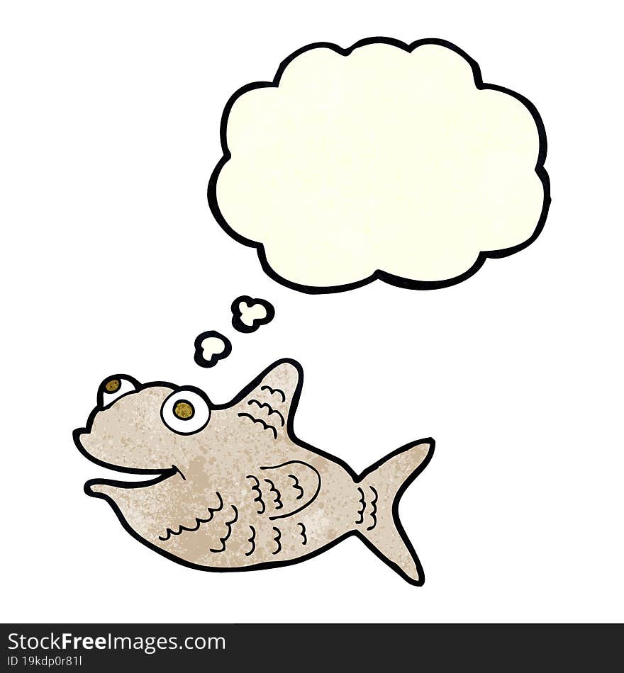 Cartoon Happy Fish With Thought Bubble