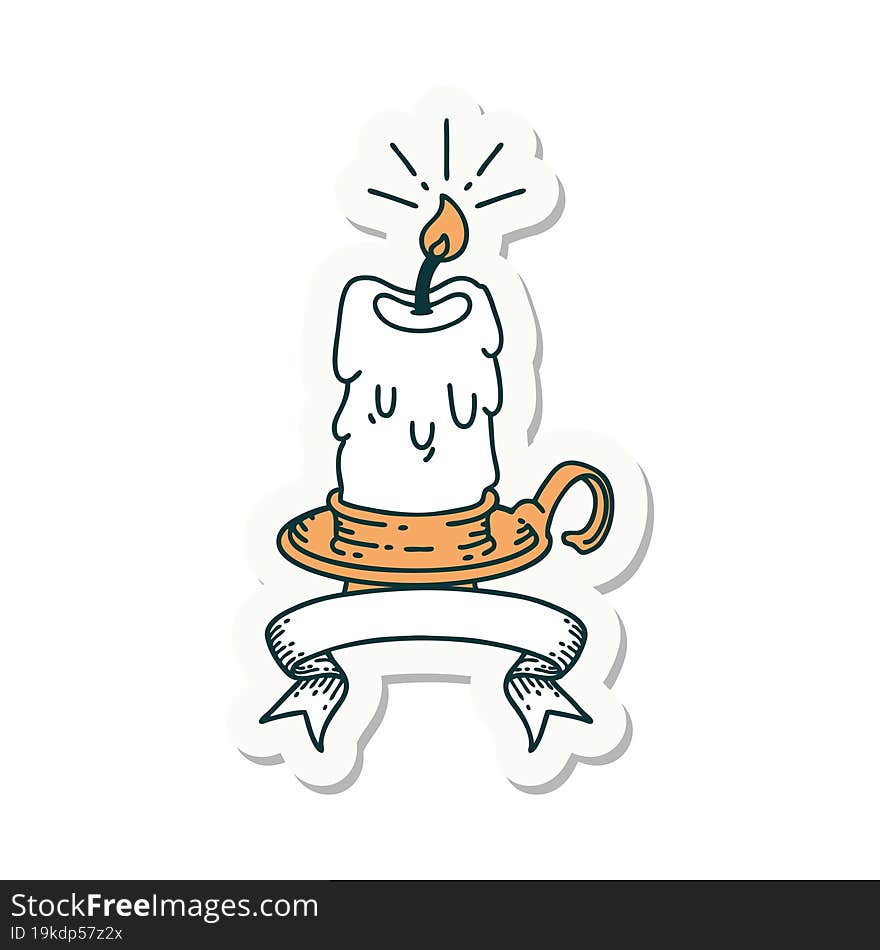 sticker of tattoo style spooky melting candle