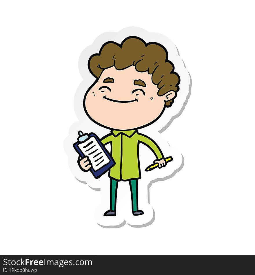 sticker of a cartoon friendly man