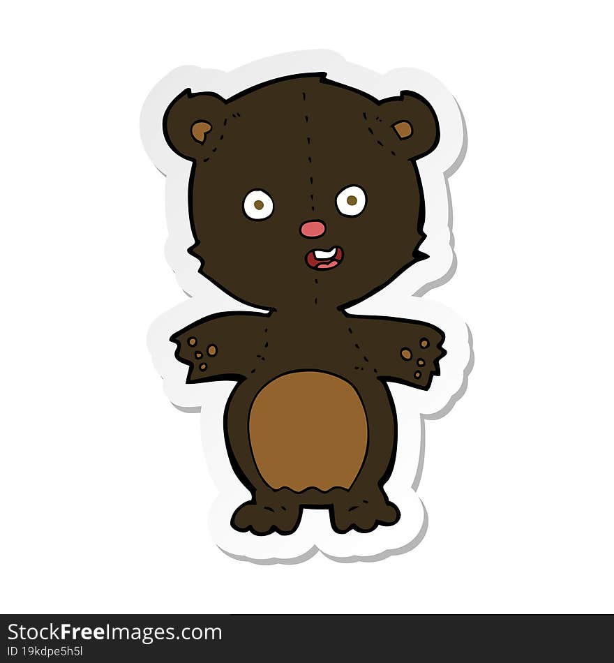 sticker of a cute black bear cartoon