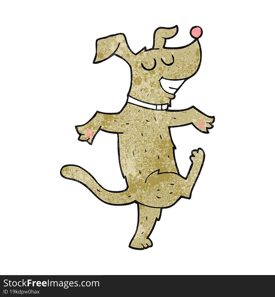 freehand textured cartoon dancing dog