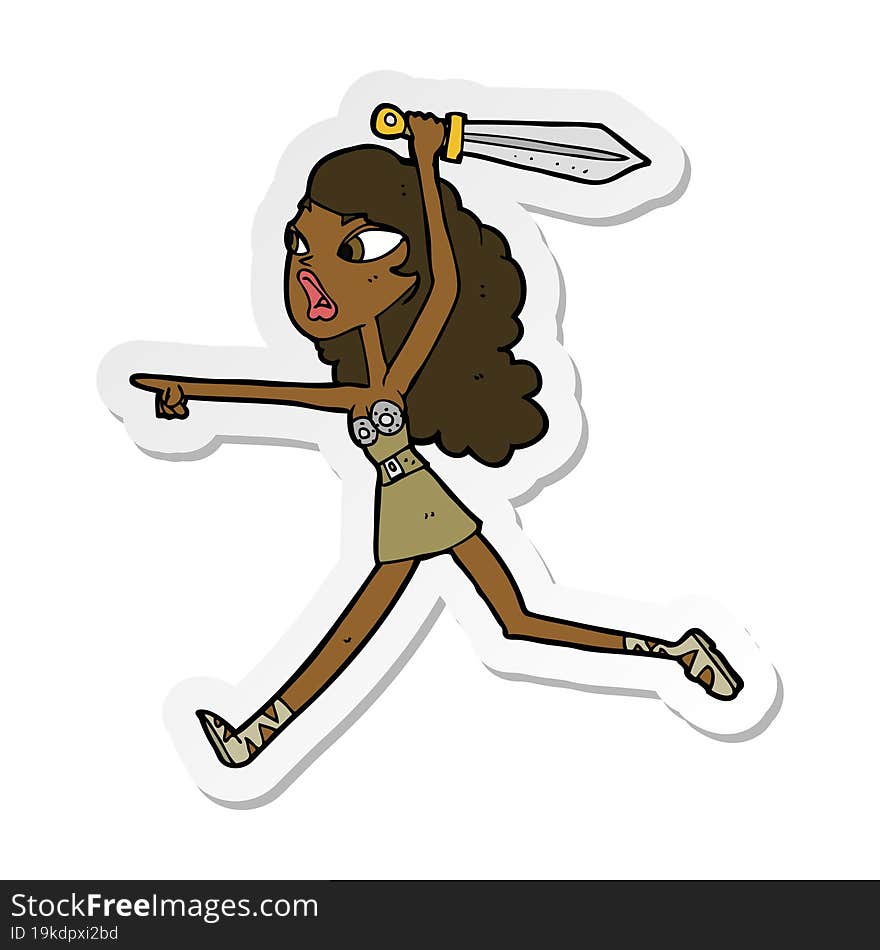 sticker of a cartoon girl with sword