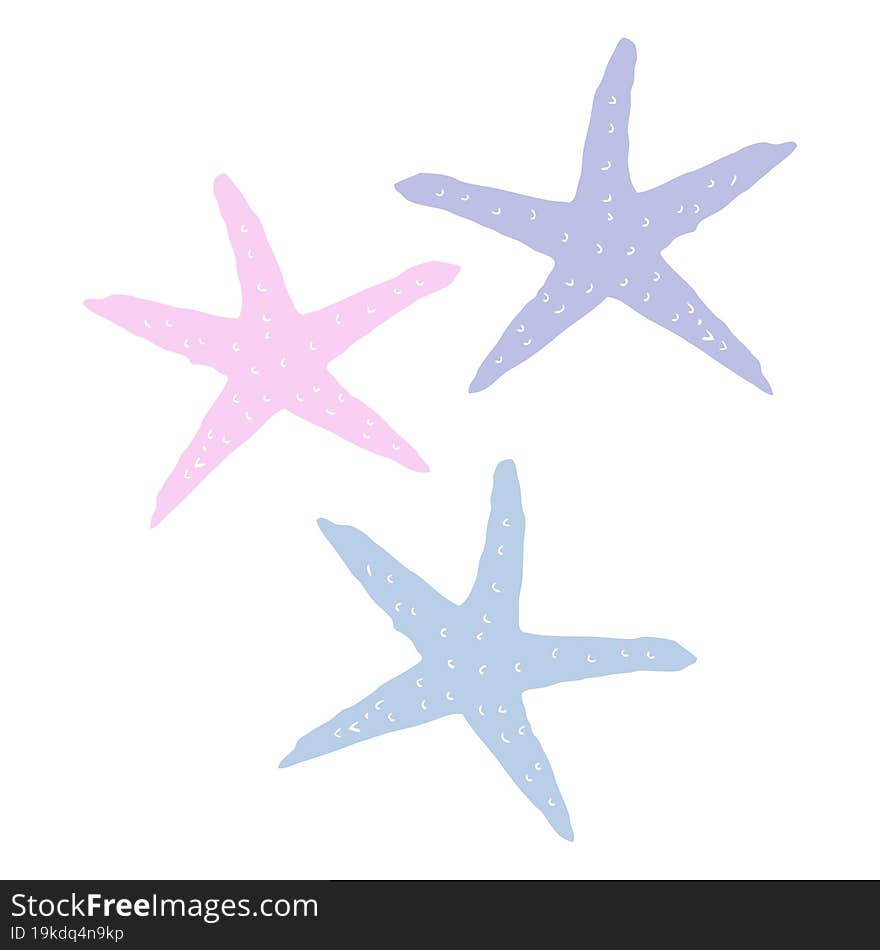 Flat Color Illustration Of A Cartoon Starfish