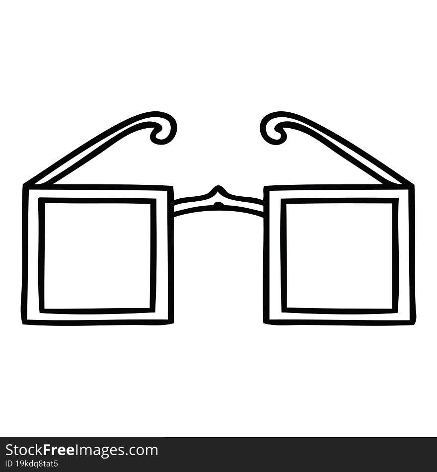 Line Drawing Cartoon Square Glasses