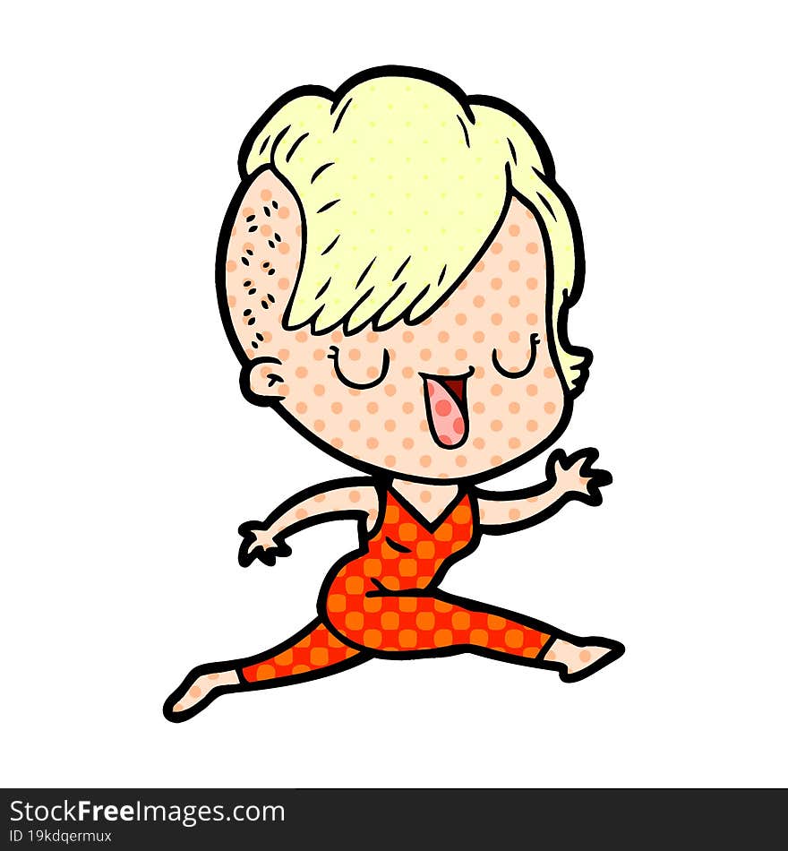 cute cartoon girl with hipster haircut. cute cartoon girl with hipster haircut