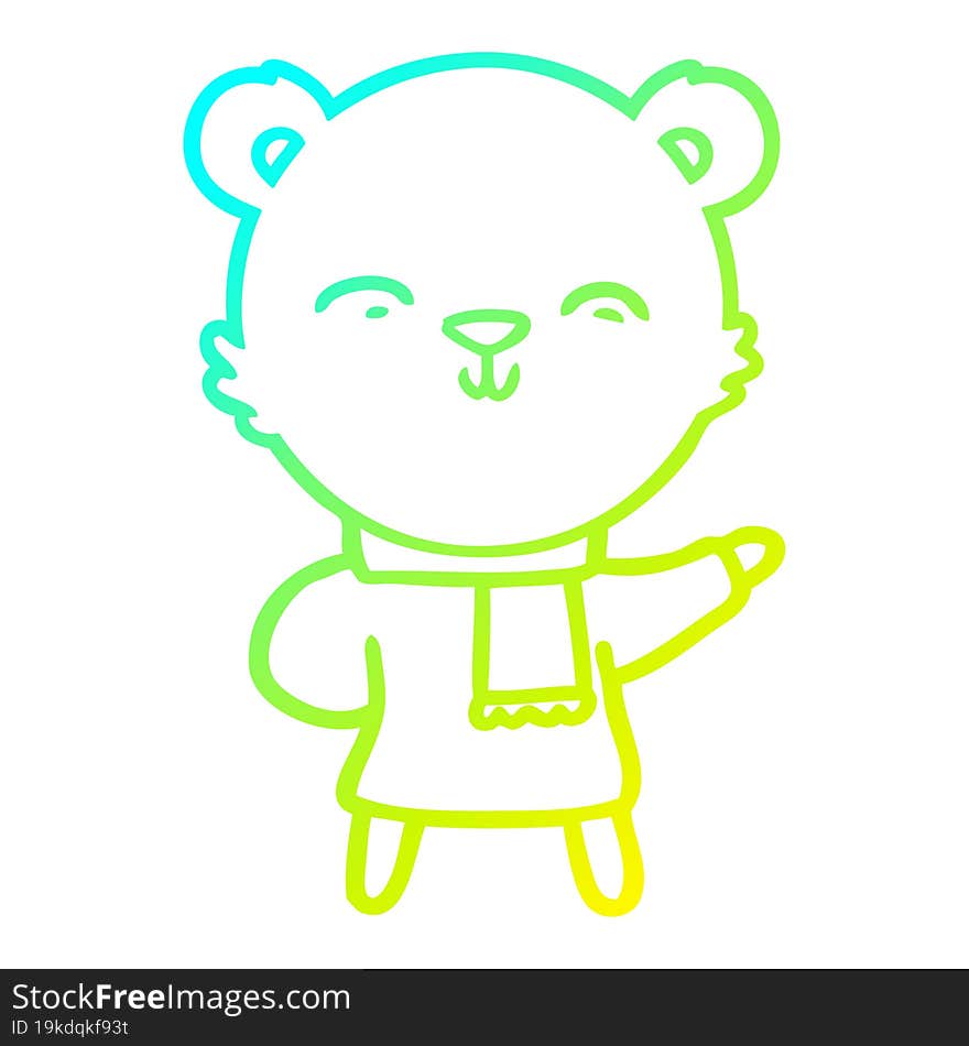 cold gradient line drawing happy cartoon polar bear