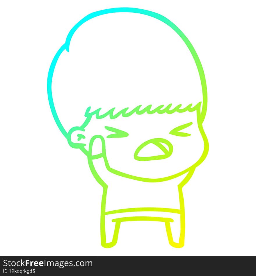 cold gradient line drawing cartoon stressed man