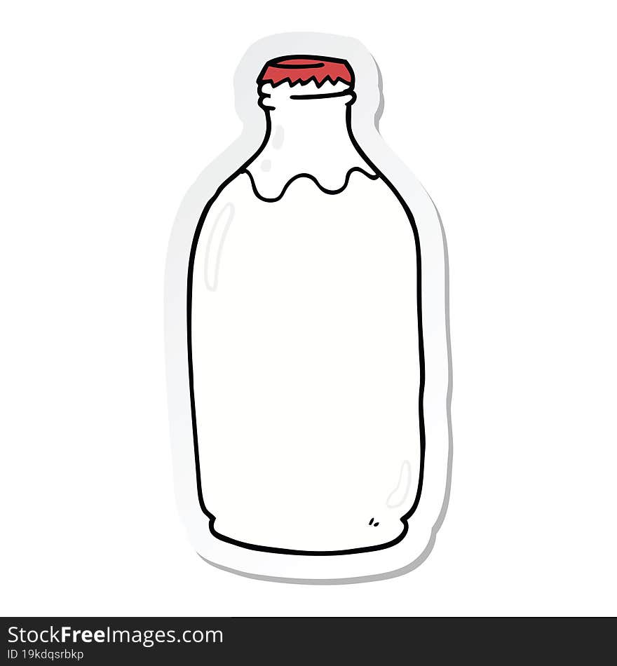 sticker of a cartoon milk bottle