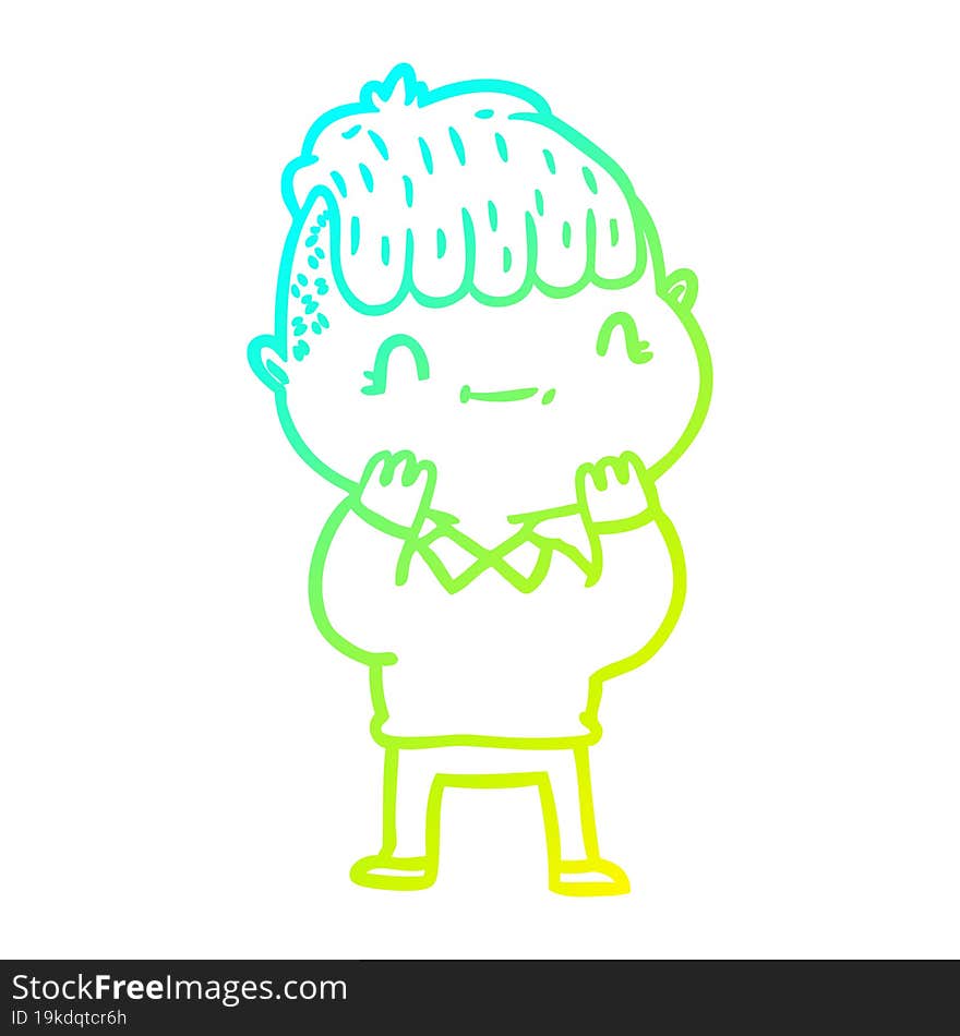 cold gradient line drawing cartoon friendly boy