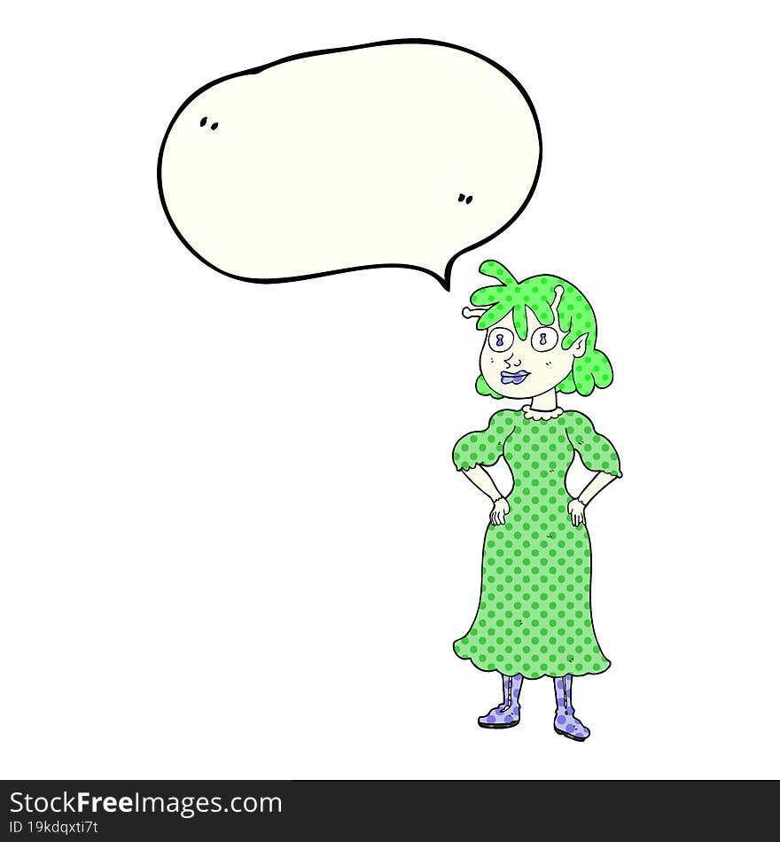 comic book speech bubble cartoon alien woman