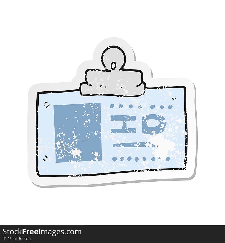 retro distressed sticker of a cartoon ID badge