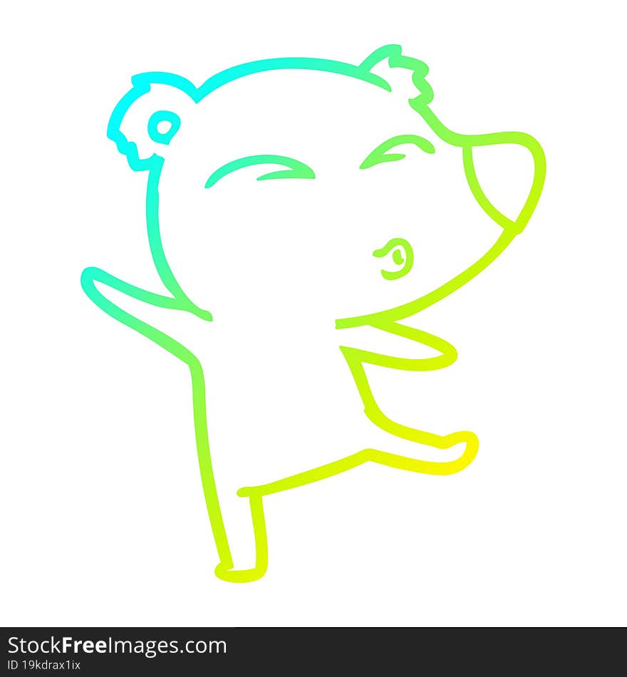 Cold Gradient Line Drawing Cartoon Whistling Bear