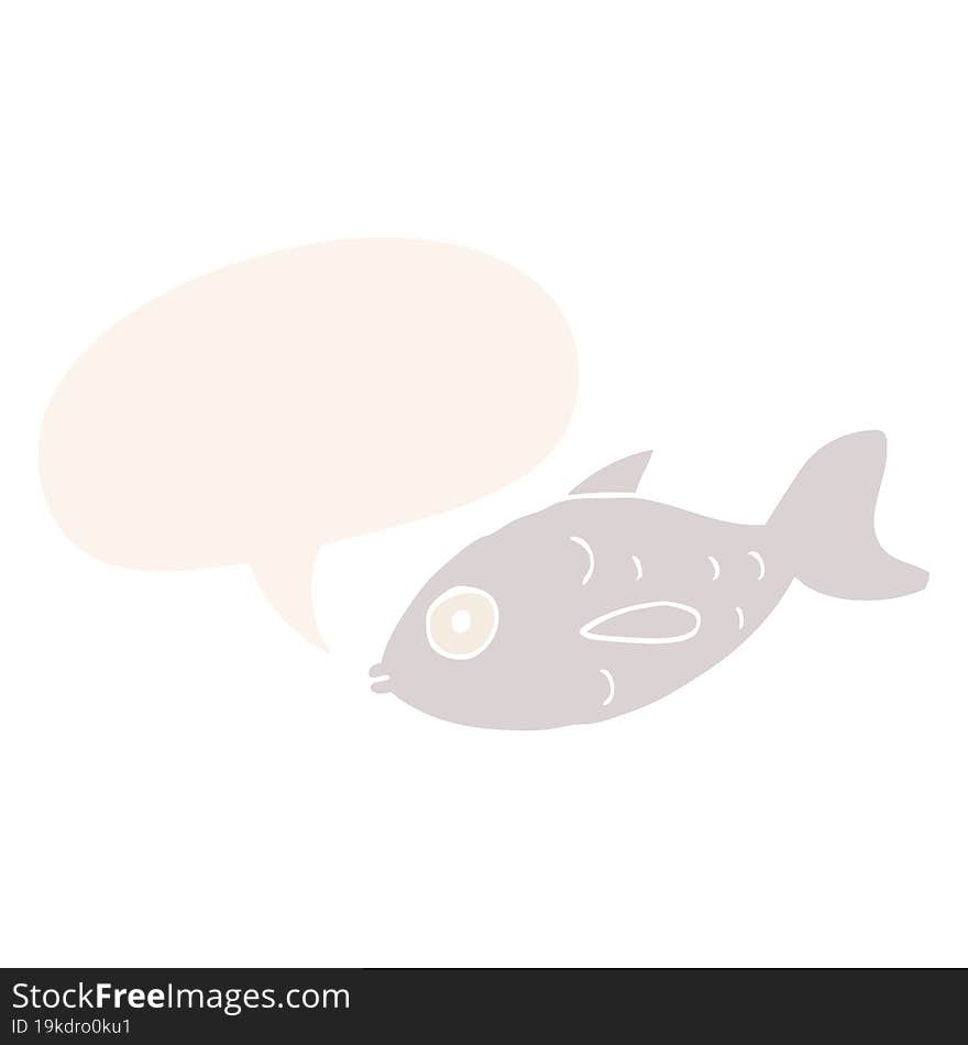 Cartoon Fish And Speech Bubble In Retro Style