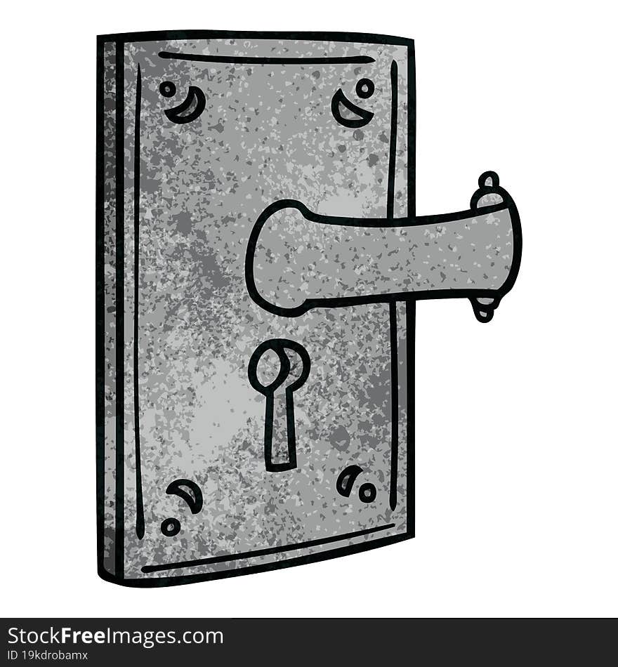 hand drawn textured cartoon doodle of a door handle