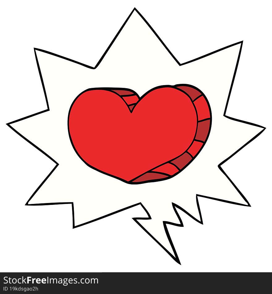 cartoon love heart with speech bubble. cartoon love heart with speech bubble