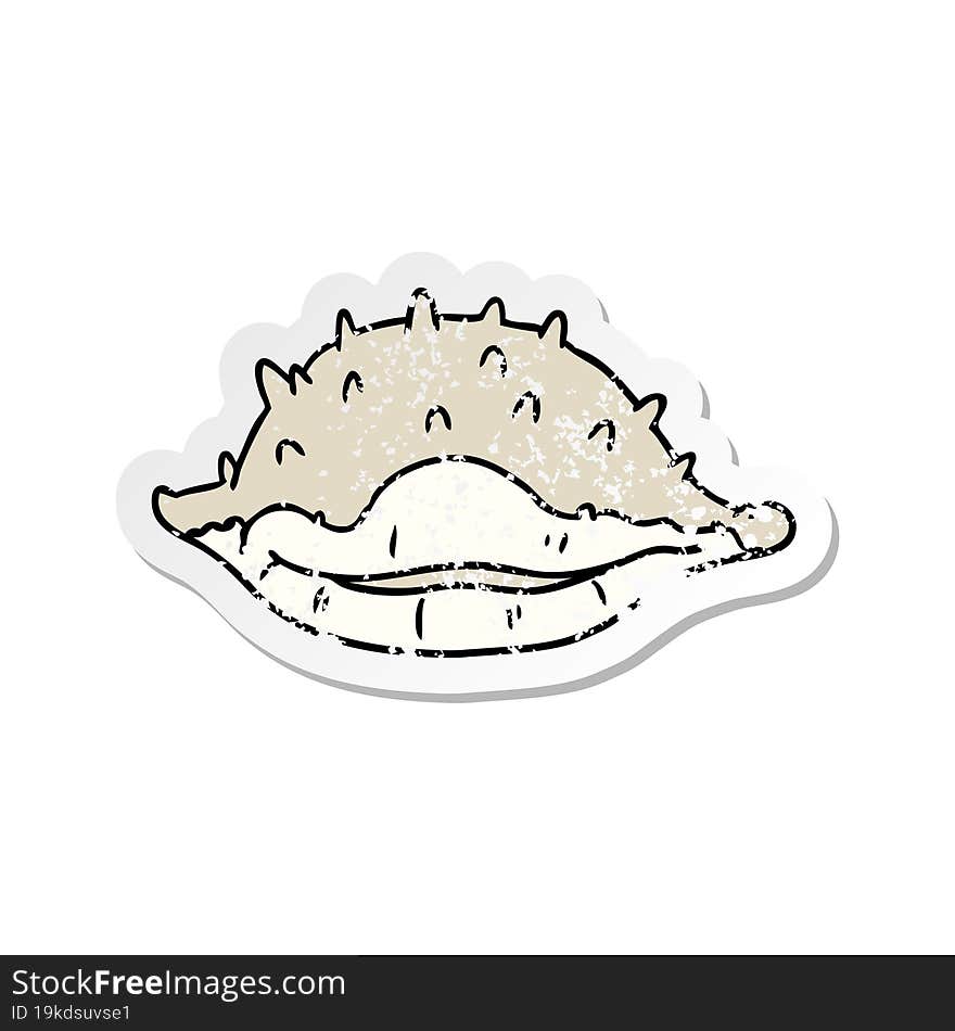 hand drawn distressed sticker cartoon doodle of a sea shell