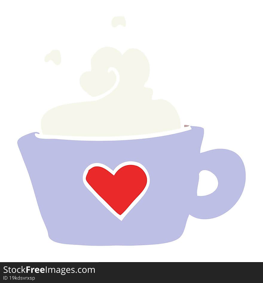 Flat Color Illustration Cartoon Cup Of Coffee