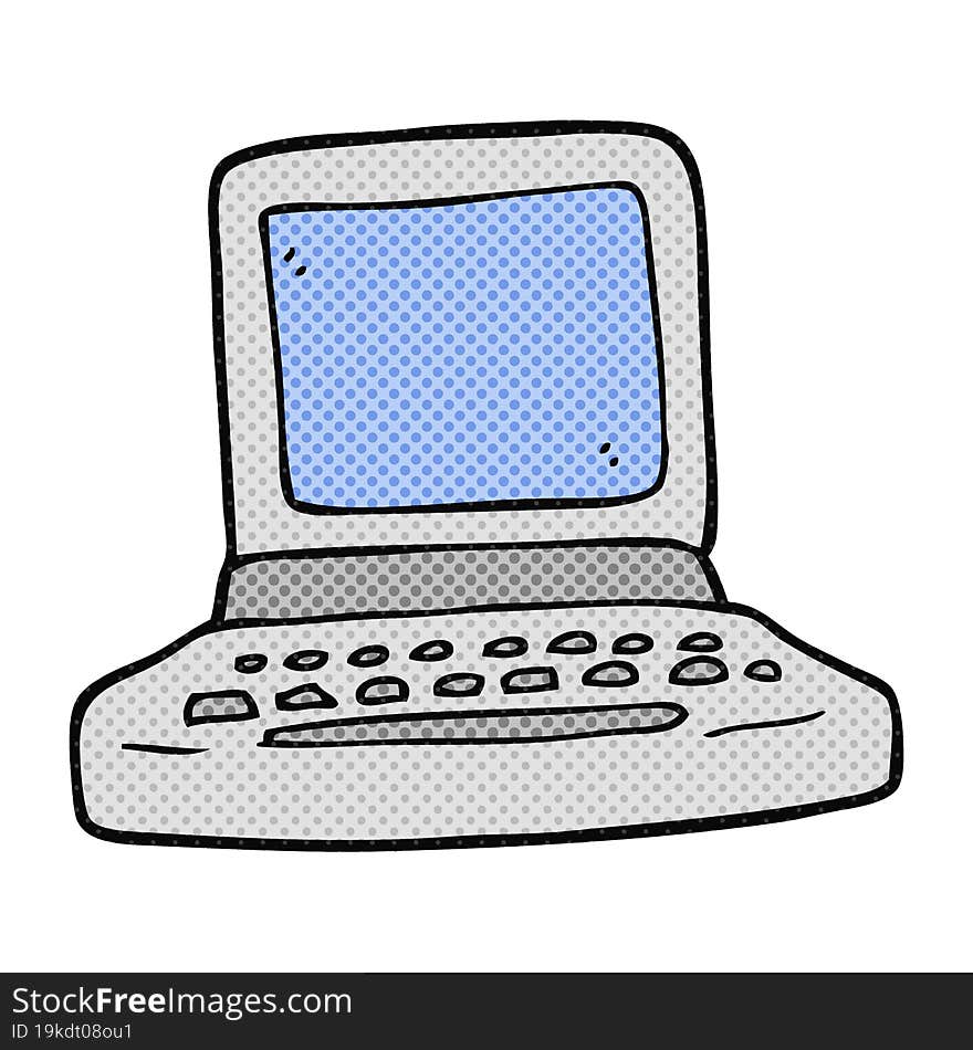 freehand drawn cartoon old computer