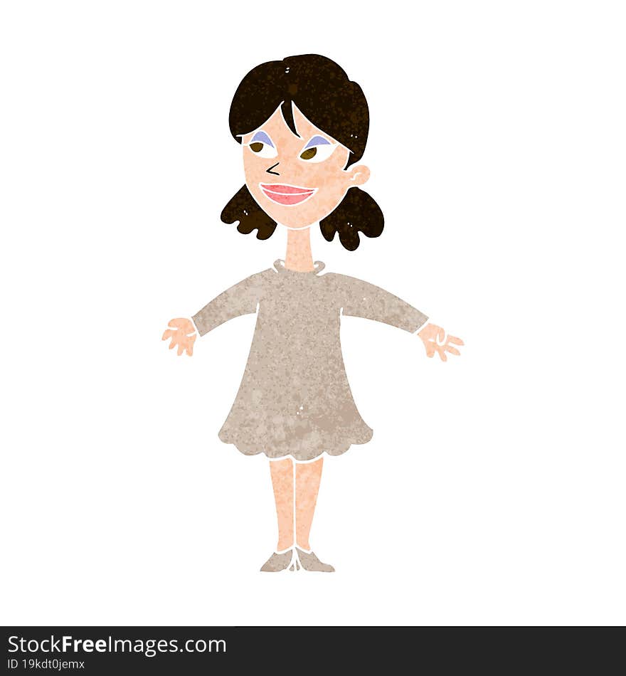 cartoon woman with open arms