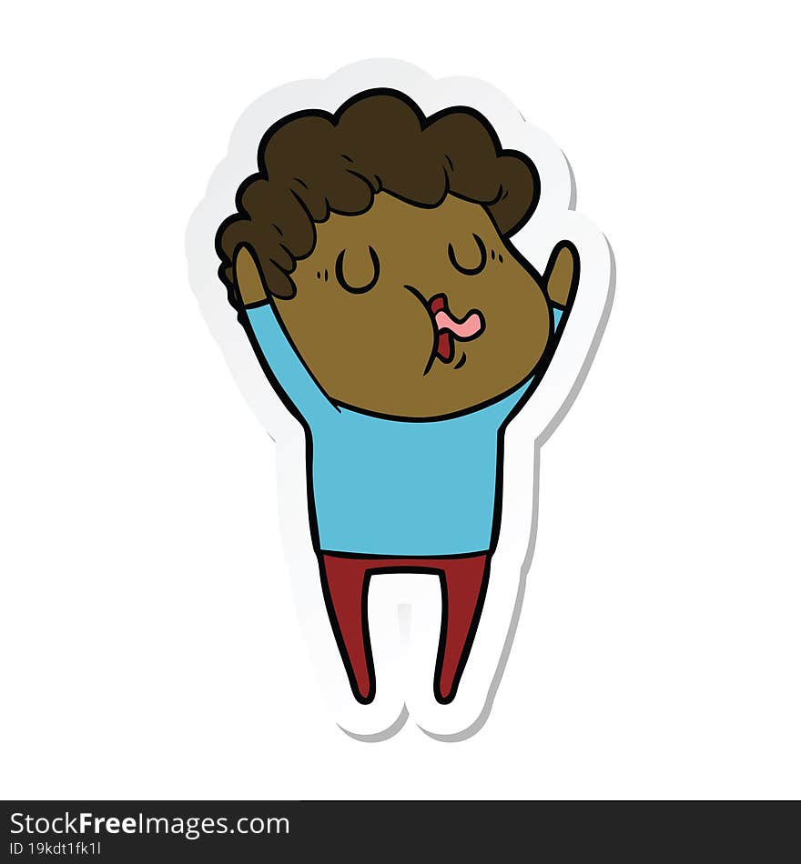 Sticker Of A Cartoon Man Singing