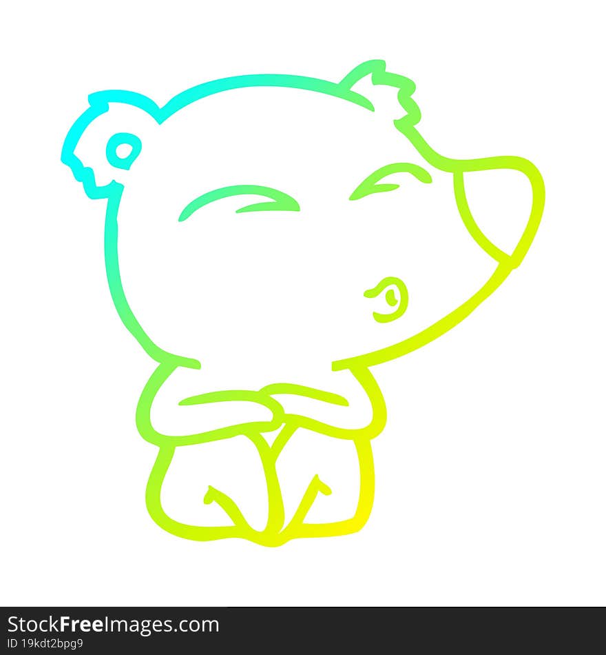 Cold Gradient Line Drawing Cartoon Whistling Bear