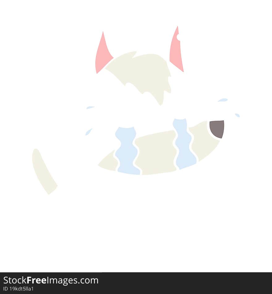 flat color style cartoon crying wolf