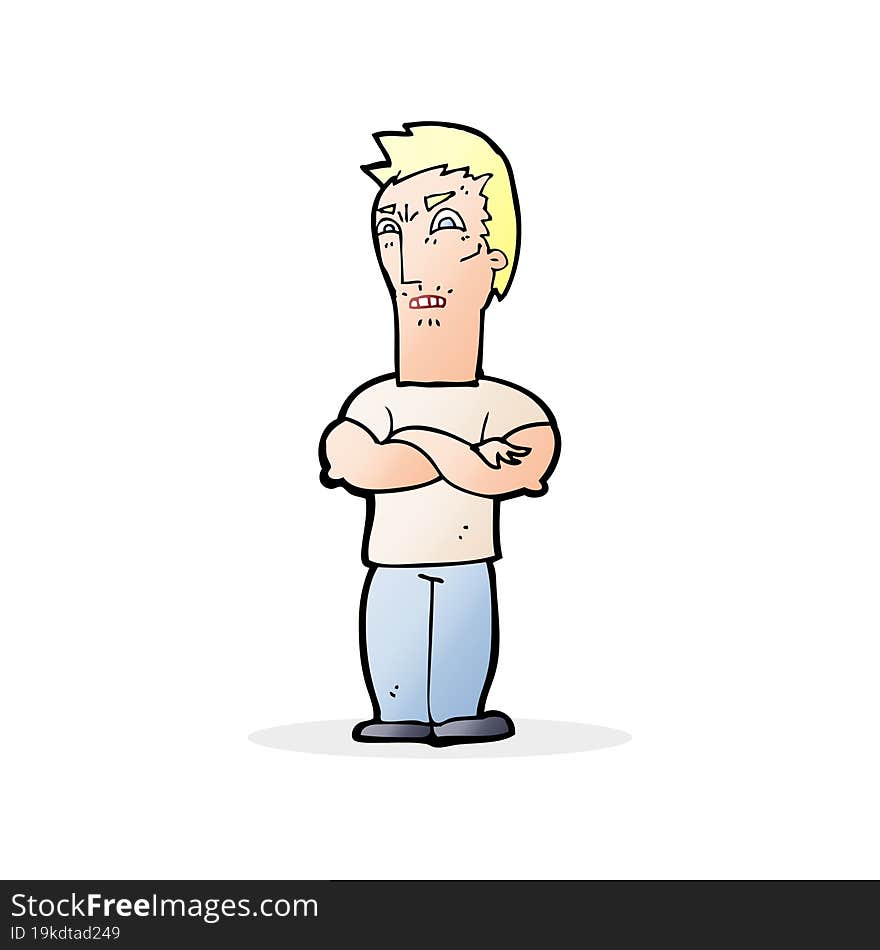 cartoon annoyed man with folded arms