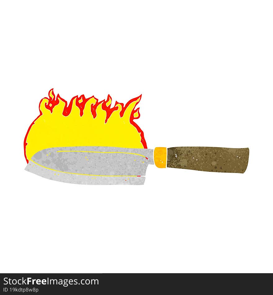 cartoon kitchen knife on fire