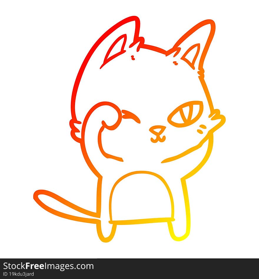 warm gradient line drawing cartoon cat rubbing eye