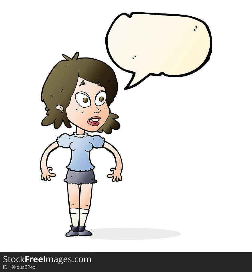 cartoon surprised woman with speech bubble