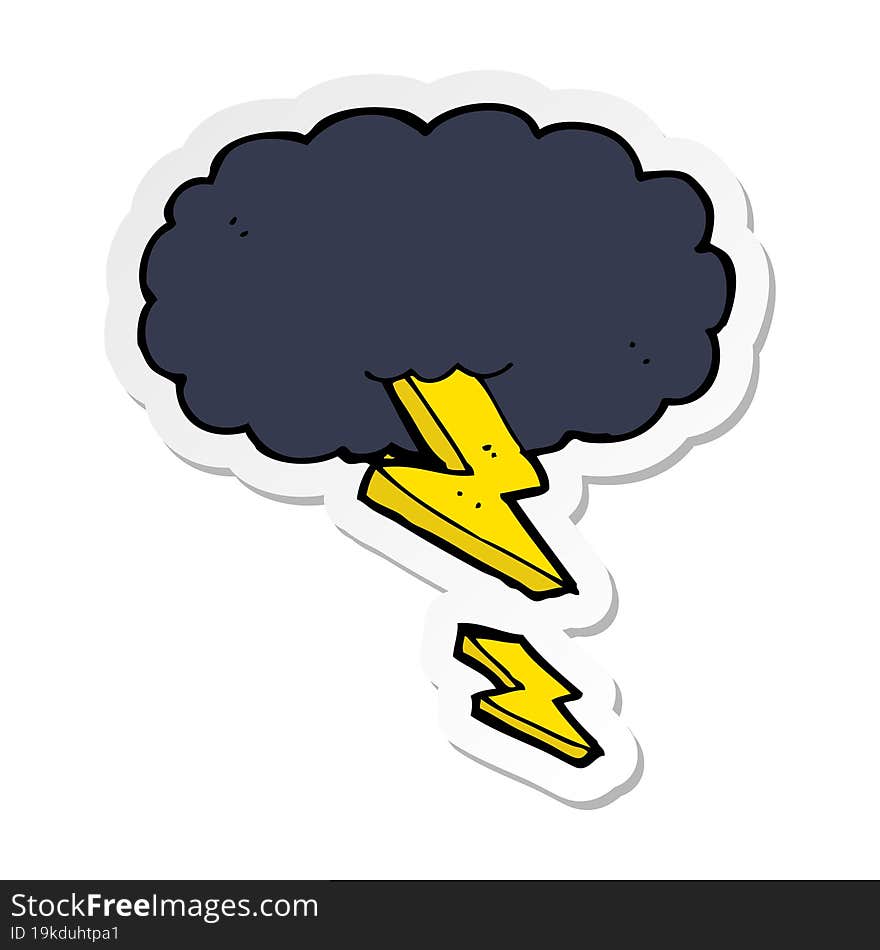 sticker of a cartoon thundercloud