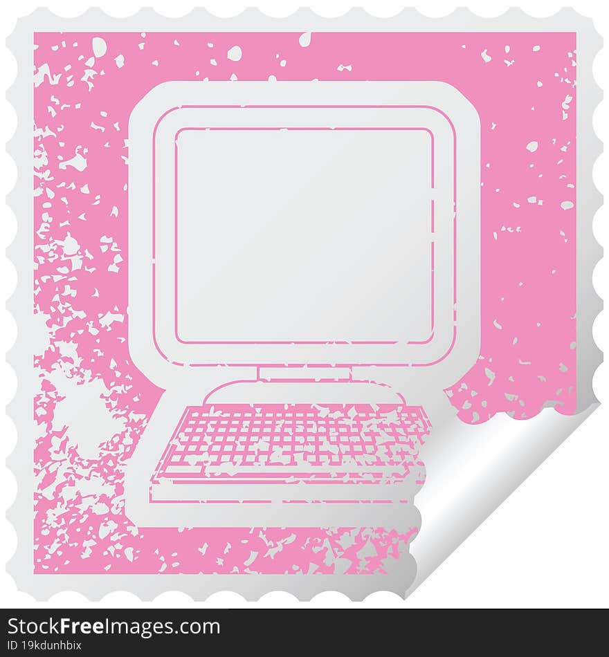 Computer Distressed Sticker