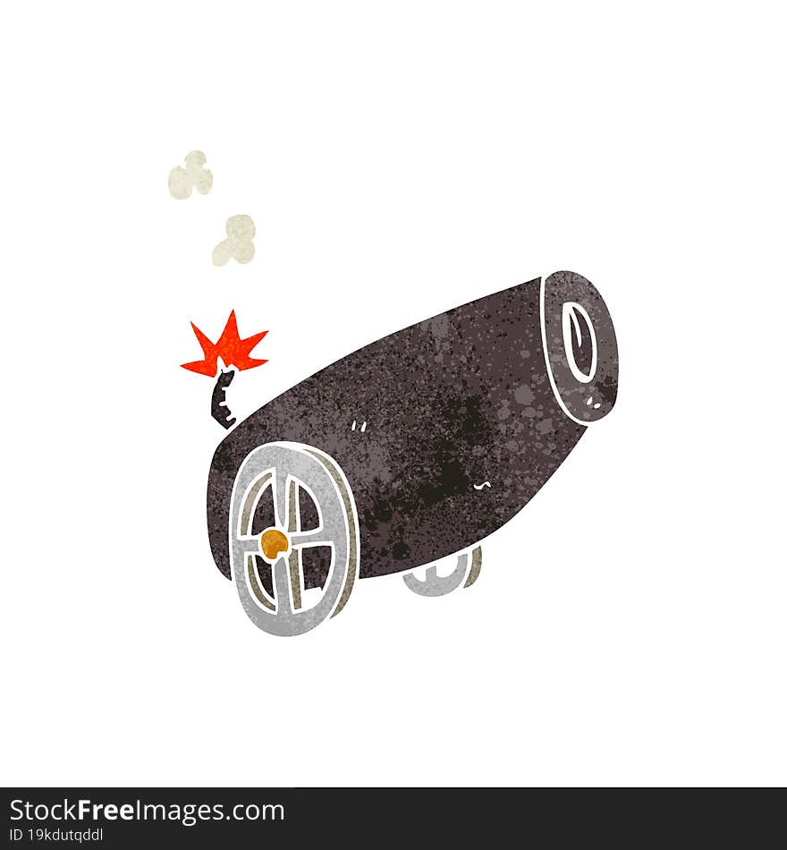 freehand retro cartoon cannon