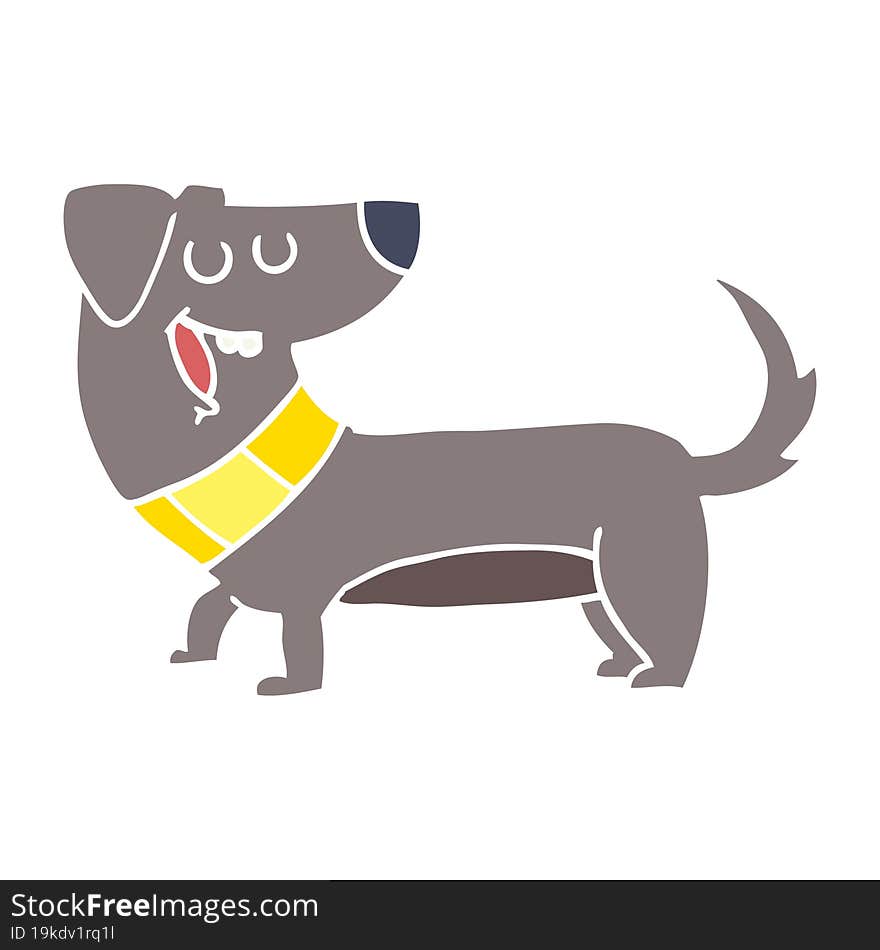 Flat Color Style Cartoon Dog