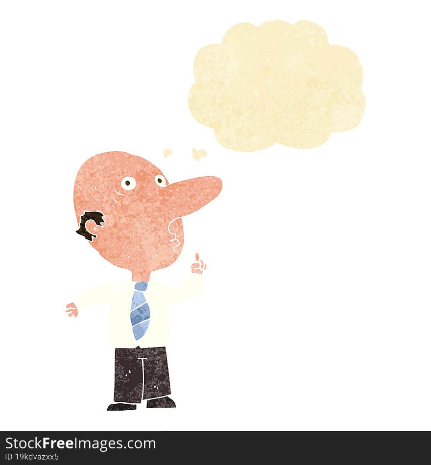 Cartoon Bald Man Asking Question With Thought Bubble