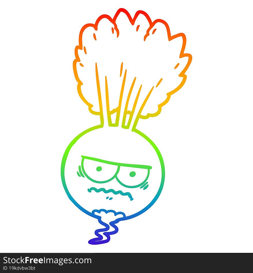 rainbow gradient line drawing of a cartoon root vegetable