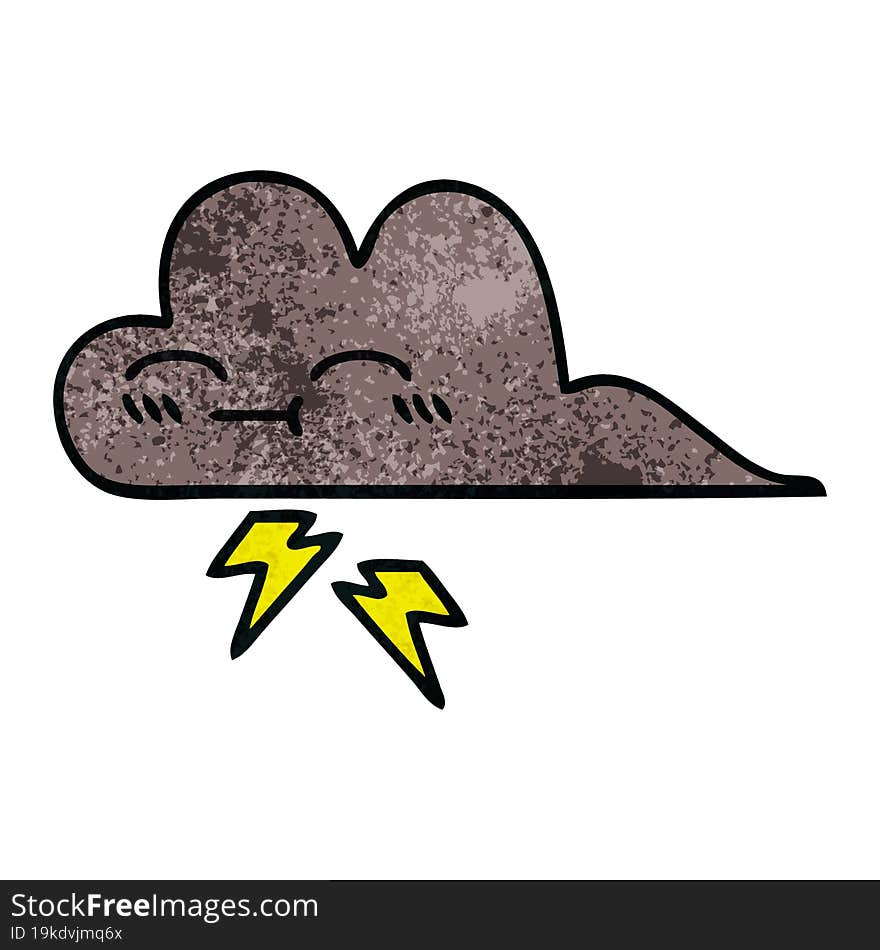 Retro Grunge Texture Cartoon Storm Cloud