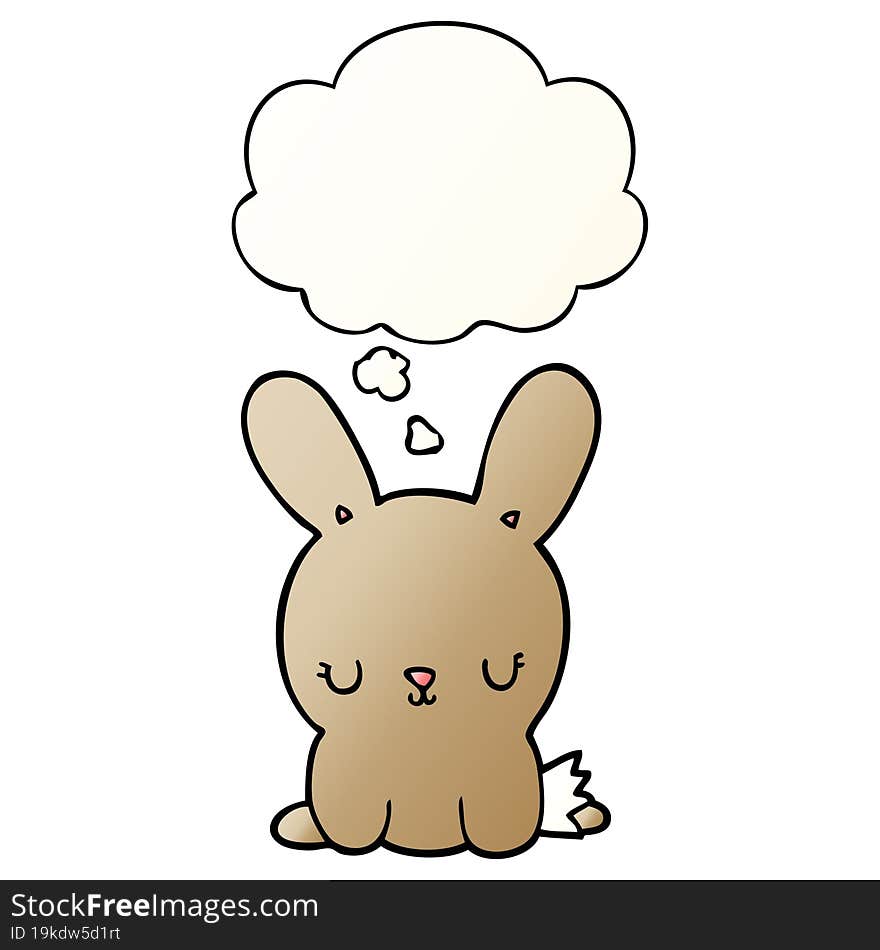 cute cartoon rabbit and thought bubble in smooth gradient style