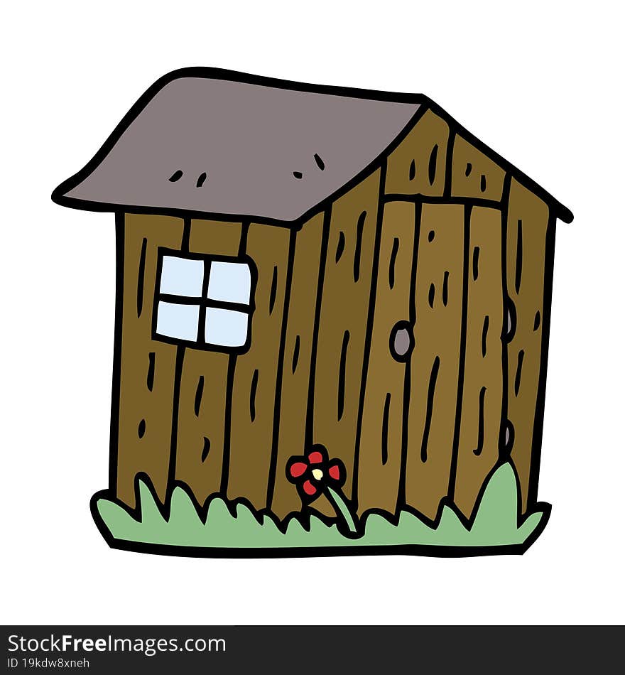 cartoon doodle wood shed