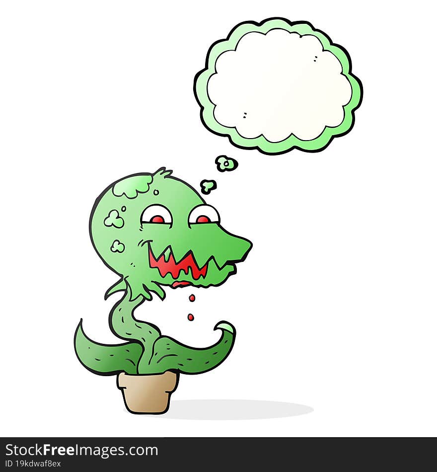 Thought Bubble Cartoon Monster Plant