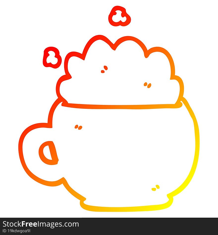 warm gradient line drawing cartoon foaming latte