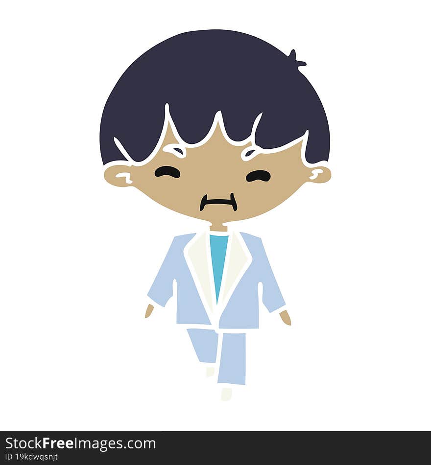 cartoon illustration kawaii cute boy in suit. cartoon illustration kawaii cute boy in suit