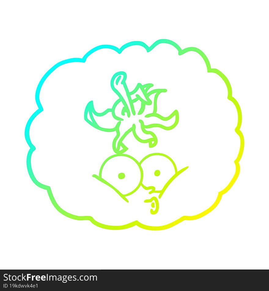 cold gradient line drawing of a cartoon tomato