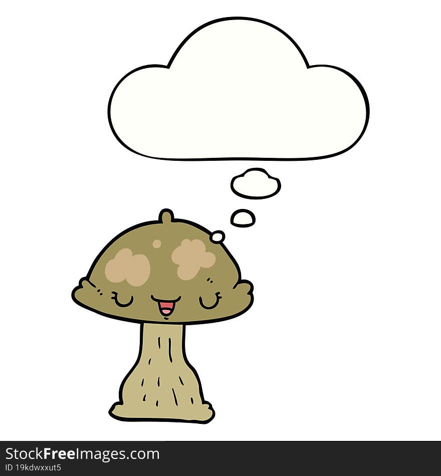 Cartoon Toadstool And Thought Bubble