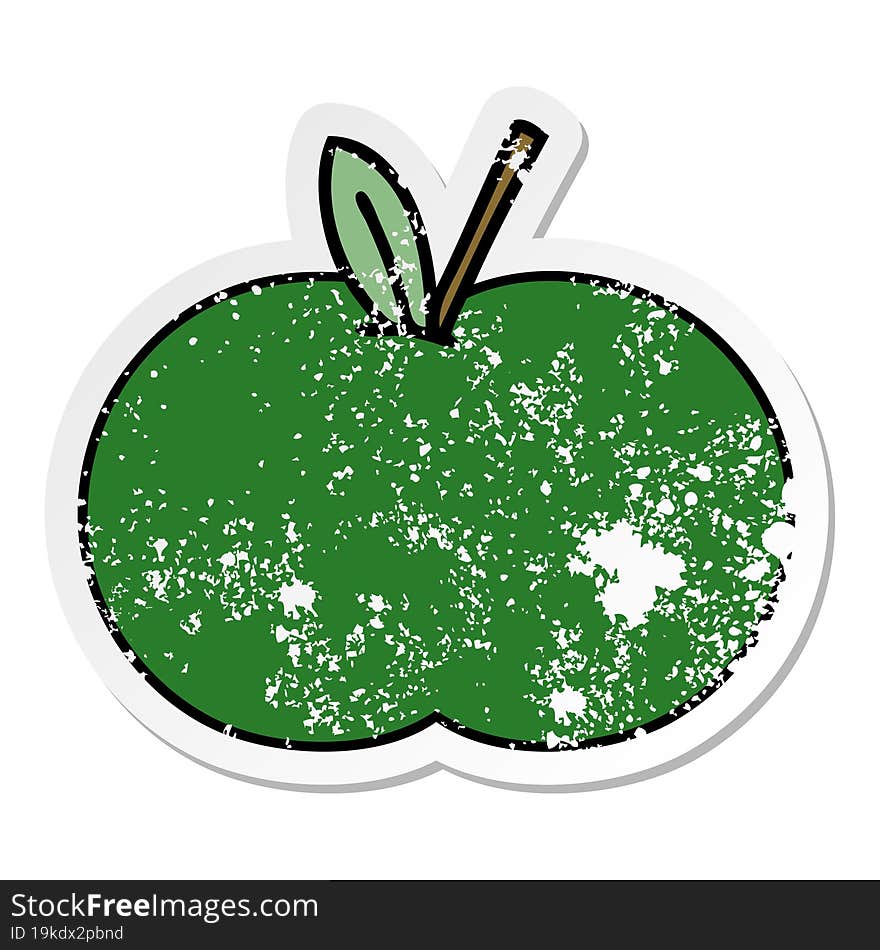 distressed sticker of a cute cartoon juicy apple