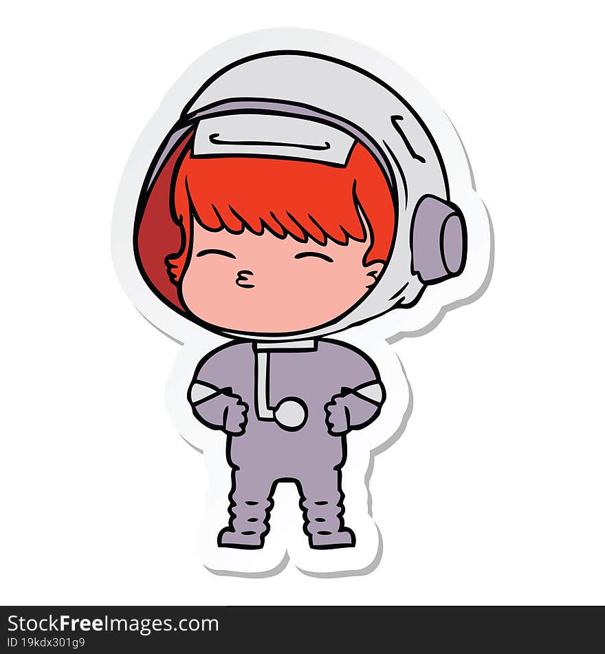 Sticker Of A Cartoon Curious Astronaut