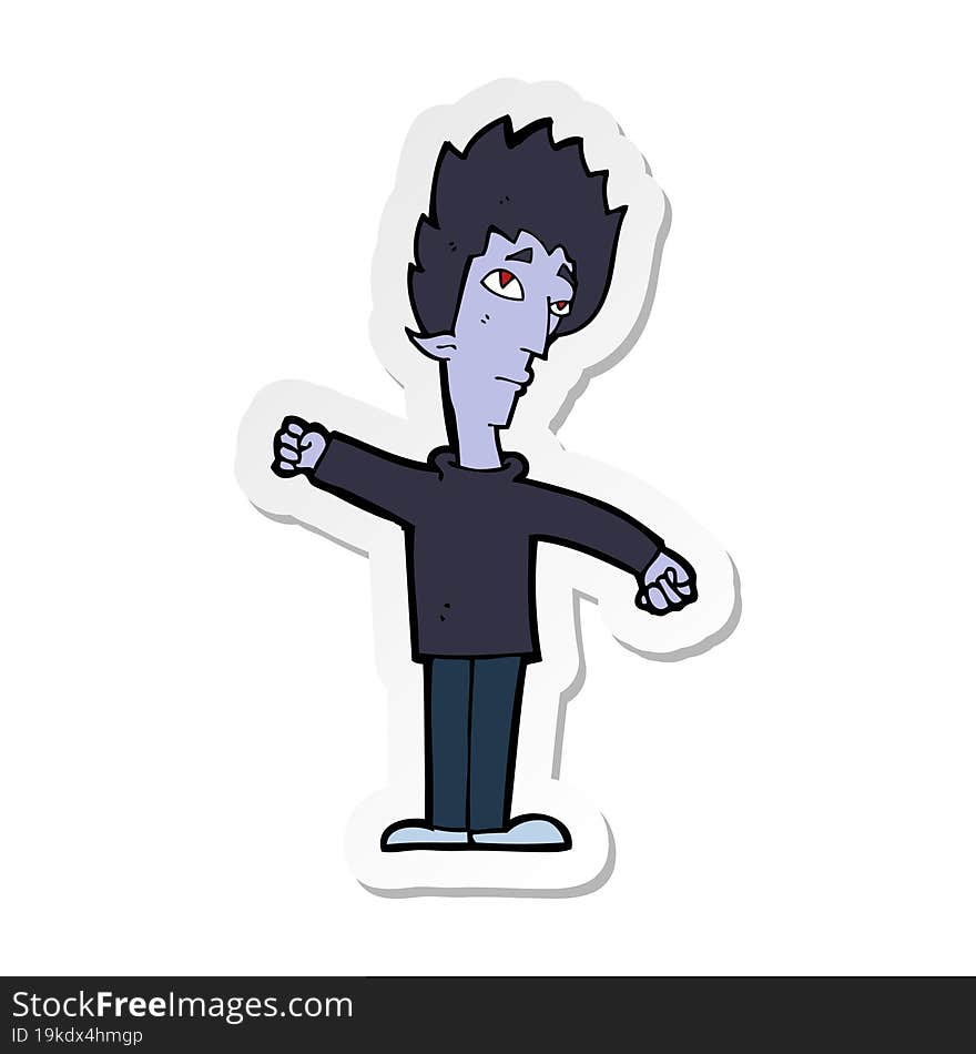 sticker of a cartoon vampire man