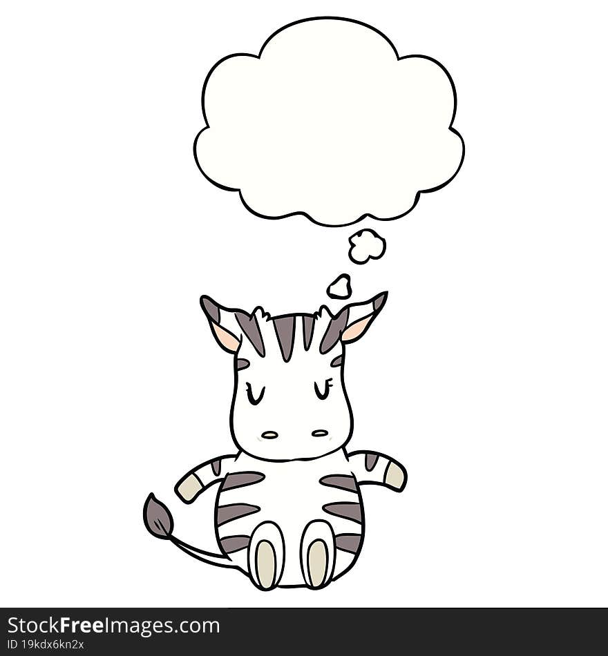 Cartoon Zebra And Thought Bubble